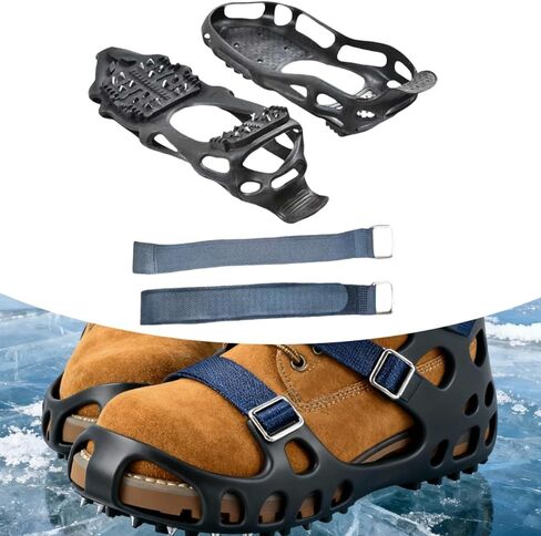 Ice Cleats Crampons with Straps - Wear Resistant Traction Cleats for Shoes & Boots for Running, Hiking, Climbing- Small in Saudi Arabia