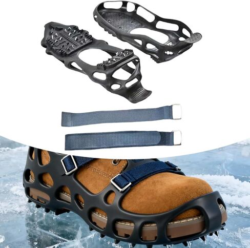 Ice Cleats Crampons with Straps - Wear Resistant Traction Cleats for Shoes & Boots for Running, Hiking, Climbing- Small in Saudi Arabia