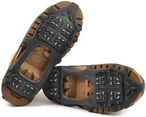 Ice Cleats Crampons with Straps - Wear Resistant Traction Cleats for Shoes & Boots for Running, Hiking, Climbing- Large in Saudi Arabia
