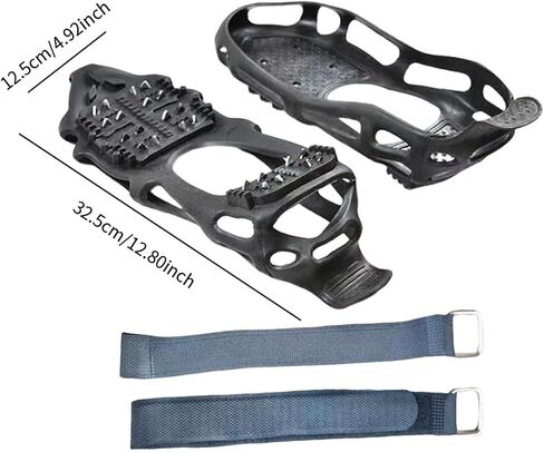 Ice Cleats Crampons with Straps - Wear Resistant Traction Cleats for Shoes & Boots for Running, Hiking, Climbing- X-Large in Saudi Arabia