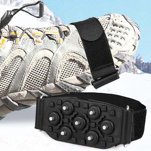 Baluue Adjustable 7-Spike Ice Crampons Traction Cleats for Shoes, Non-Slip Snow Grippers with Sturdy Black Rubber, Portable Anti-Slip Shoe Covers for Hiking, Mountaineering, and Outdoor in Saudi Arabia