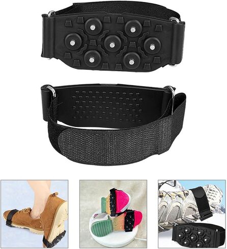 Baluue Adjustable 7-Spike Ice Crampons Traction Cleats for Shoes, Non-Slip Snow Grippers with Sturdy Black Rubber, Portable Anti-Slip Shoe Covers for Hiking, Mountaineering, and Outdoor in Saudi Arabia