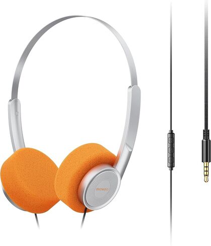 سماعات رأس SNOWSKY FiiO Wind PRO مقاس 3.5 مم على الأذن مع عناصر تحكم مدمجة، محرك ديناميكي 40 مم، صوت HiFi شبه مفتوح، سماعات رأس سلكية ذات طراز عتيق (فضي) in Kuwait
