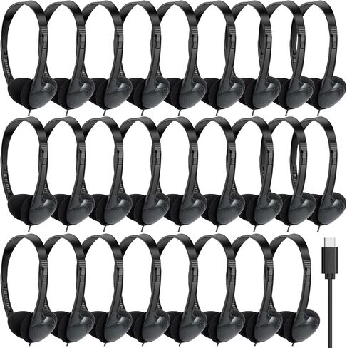 USB C Headphones Bulk 30 Pack for Classroom School Kids,On-Ear Wired in Kuwait
