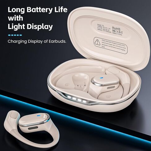 Open Ear Wireless Earbuds, ENC Noise Cancelling Stereo Earphones for Travel White Beiyon in Saudi Arabia