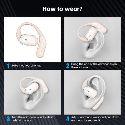 Open Ear Wireless Earbuds, ENC Noise Cancelling Stereo Earphones for Travel White Beiyon in Saudi Arabia