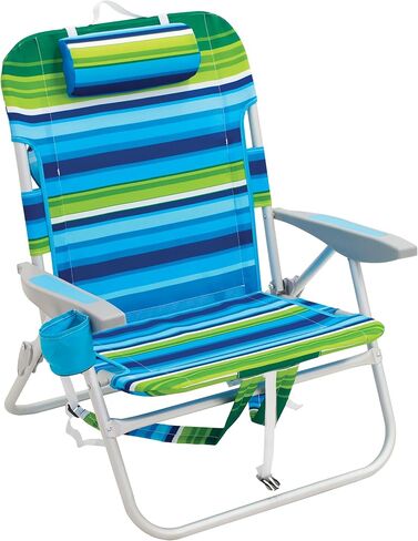Rio Beach 2-Pack Wide Big Boy 4-Position Backpack Beach Chair with Pillow, Arms, and Storage Pouch, Lightweight Outdoor Portable Camping Chair with Carry Straps, Supports up to 300 lbs., Blue/Red in Saudi Arabia