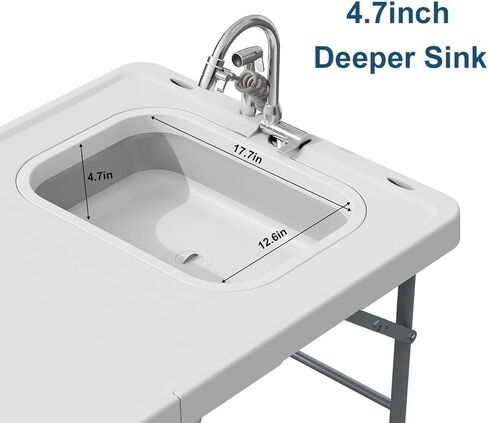 Folding Fish Cleaning Table with Foldable Sink, Portable Camping Table in Saudi Arabia