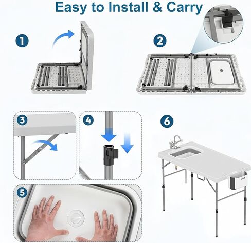 Folding Fish Cleaning Table with Foldable Sink, Portable Camping Table in Saudi Arabia