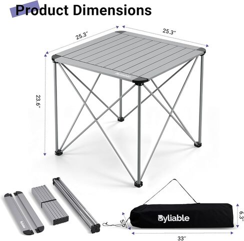 Byliable Camping Square Folding Table, Portable Aluminum Table, Titanium in Saudi Arabia