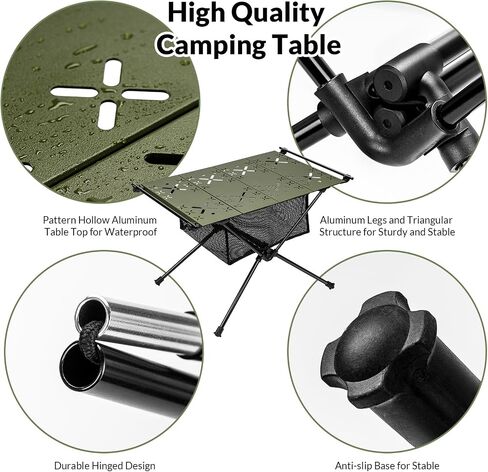 Camping Table,Outdoor Folding Table,Lightweight Portable Camping Side Table with Hollow Pattern,Ultralight Aluminum Beach Table with Carry Bag for Outdoor Cooking,Picnic,Camp,Boat,Travel in Saudi Arabia