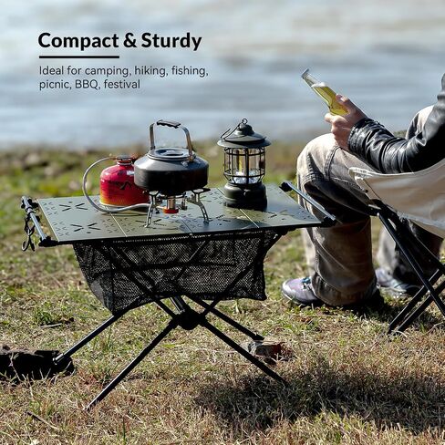 Camping Table,Outdoor Folding Table,Lightweight Portable Camping Side Table with Hollow Pattern,Ultralight Aluminum Beach Table with Carry Bag for Outdoor Cooking,Picnic,Camp,Boat,Travel in Saudi Arabia