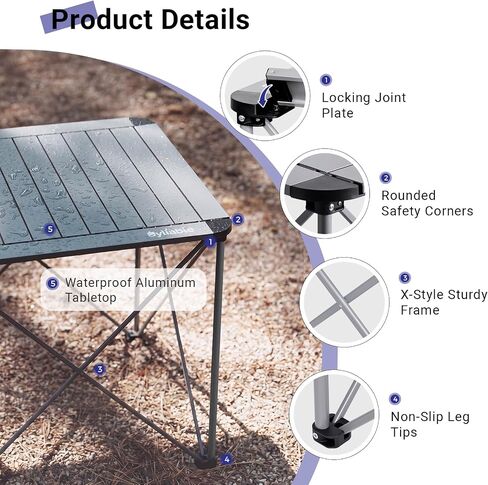 Byliable Camping Square Folding Table, Portable Aluminum Table, Titanium in Saudi Arabia