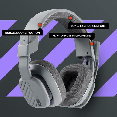 سماعة رأس سلكية للألعاب من ASTRO Gaming Astro A10 الجيل الثاني - سماعات رأس فوق الأذن مع ميكروفون قابل للطي لكتم الصوت لأجهزة Xbox Series X|S وXbox One وPlaystation 5/4 وNintendo Switch والكمبيوتر الشخصي وMac - رمادي (متجدد) in Saudi Arabia
