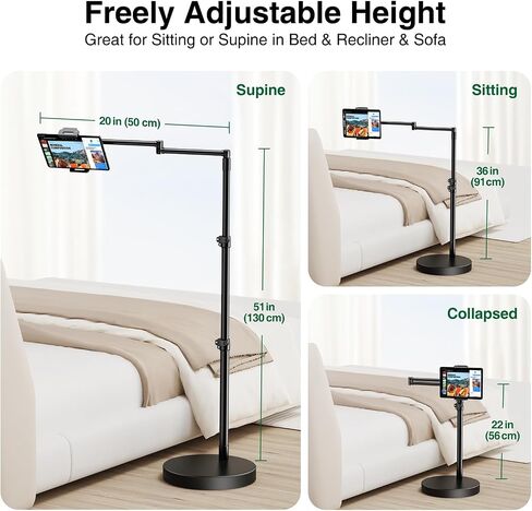 elitehood iPad Holder for Bed, Tablet Floor Stand with Weighted Base in Kuwait