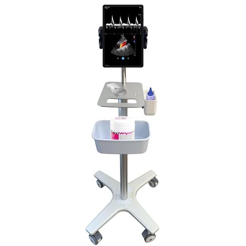 Premium Medical Cart for Handheld Ultrasound, Universal Tablet & iPad Mount, 360° Lockable Wheels, Probe & Gel Bottle Holders in Kuwait