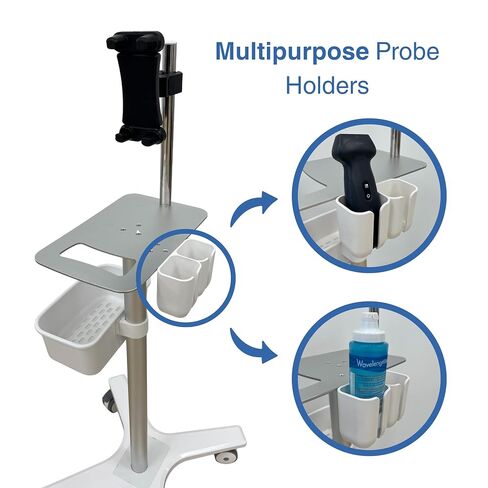 Premium Medical Cart for Handheld Ultrasound, Universal Tablet & iPad Mount, 360° Lockable Wheels, Probe & Gel Bottle Holders in Kuwait