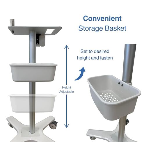 Premium Medical Cart for Handheld Ultrasound, Universal Tablet & iPad Mount, 360° Lockable Wheels, Probe & Gel Bottle Holders in Kuwait