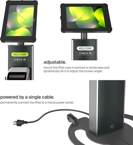 SPROCKET Premium Kiosk Stand T Print B15 - Most Advanced & Key-Locked Secure Tablet Floor Stand with Label Printer, Adjustable Mount & Ergonomic Design, Compatible with Apple iPad in Kuwait