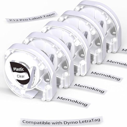 5 Pack P12 Label Maker Clear Tape Compatible with Dymo Letratag Refills in Kuwait