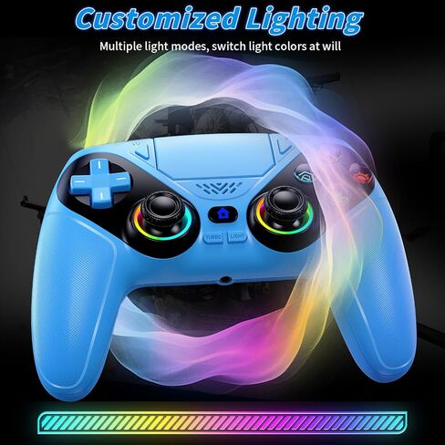 Gamrombo LED Wireless Controller for PS5, Compatible with PS5 Pro/Slim/PC, Dual Vibration, Macro/Turbo Function, 3.5mm Audio Jack, 6-Axis Motion Control Gamepad with Speaker in Saudi Arabia