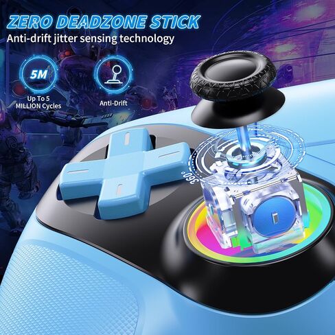 Gamrombo LED Wireless Controller for PS5, Compatible with PS5 Pro/Slim/PC, Dual Vibration, Macro/Turbo Function, 3.5mm Audio Jack, 6-Axis Motion Control Gamepad with Speaker in Saudi Arabia