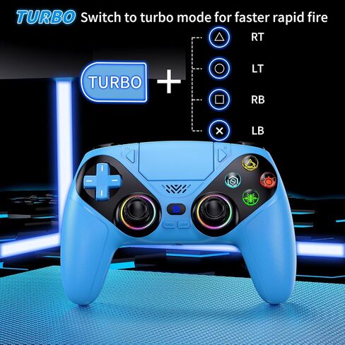 Gamrombo LED Wireless Controller for PS5, Compatible with PS5 Pro/Slim/PC, Dual Vibration, Macro/Turbo Function, 3.5mm Audio Jack, 6-Axis Motion Control Gamepad with Speaker in Saudi Arabia