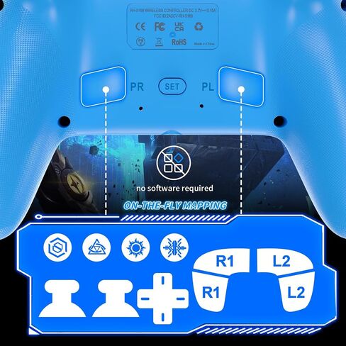 Gamrombo LED Wireless Controller for PS5, Compatible with PS5 Pro/Slim/PC, Dual Vibration, Macro/Turbo Function, 3.5mm Audio Jack, 6-Axis Motion Control Gamepad with Speaker in Saudi Arabia