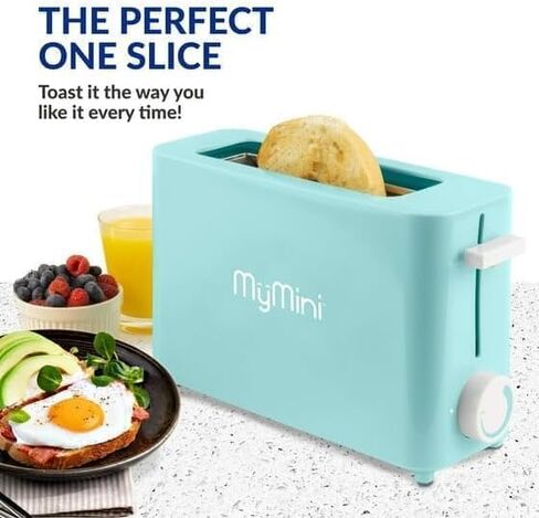 MyMini Single Toaster, Aqua, extra-wide slot for toasting thick slices of bread, English muffin, and bagels in Saudi Arabia