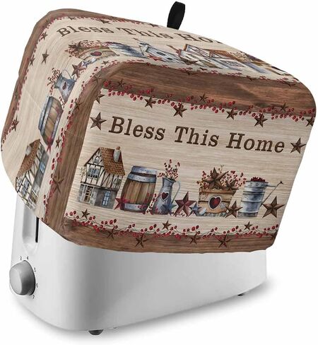 Country Star Toaster Cover 2 Slice, Small Kitchen Appliance Cover, Farmhouse Beige Brown Wood Rustic Barn Toaster Oven With Loop, Bread Machine Polyester Dust Protection in Saudi Arabia