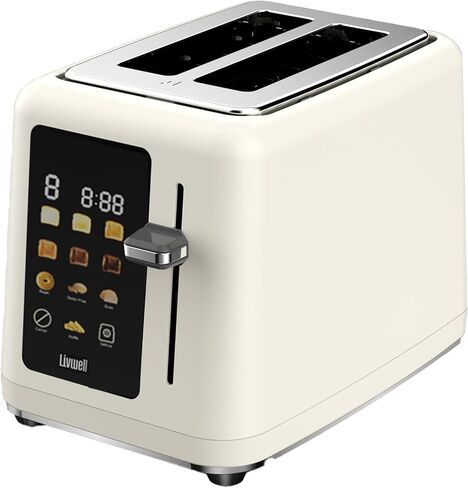 LIVWELL Smart Touch 2-Slice Toaster with LED Touch Screen - Cream & Silver in Saudi Arabia