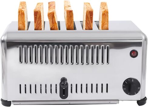6-Slice Toaster Bread Baking Machine, 1-5 minute Timing Stainless Steel 1680W Commercial Electric Countertop Toaster with Extra Wide Slots & Crumb Tray for Toasting Bagels, Breads, Waffles & More in Saudi Arabia