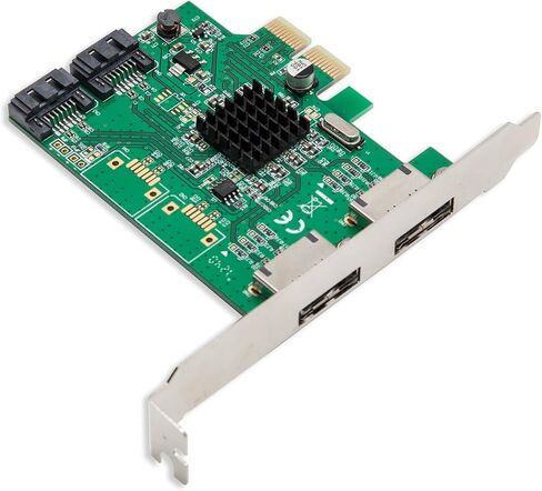 IO Crest SI-PEX40058 2 Port SATA III 2 Port eSATA III PCIe 2.0 x2 HyperDuo Controller Card Green in Saudi Arabia