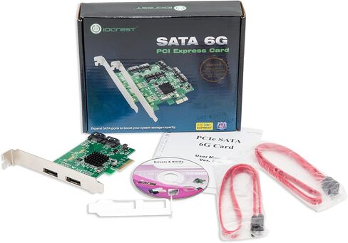 IO Crest SI-PEX40058 2 Port SATA III 2 Port eSATA III PCIe 2.0 x2 HyperDuo Controller Card Green in Saudi Arabia