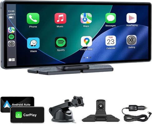 10" Wireless CarPlay Screen for Car Android Auto Portable Car Stereo Touch Screen AirPlay, Car Play, GPS Navigation, Bluetooth, Voice Control, Mirror Link in Saudi Arabia