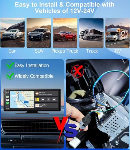 10" Wireless CarPlay Screen for Car Android Auto Portable Car Stereo Touch Screen AirPlay, Car Play, GPS Navigation, Bluetooth, Voice Control, Mirror Link in Saudi Arabia
