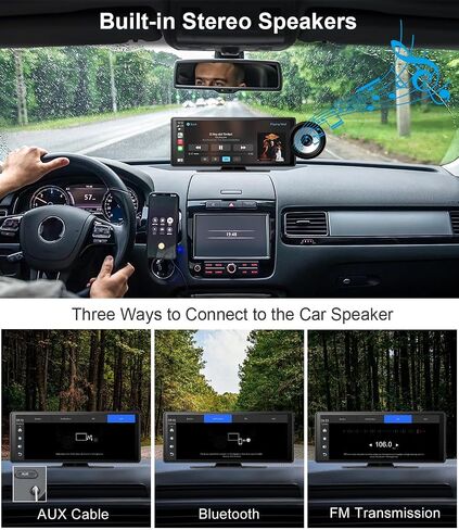 10" Wireless CarPlay Screen for Car Android Auto Portable Car Stereo Touch Screen AirPlay, Car Play, GPS Navigation, Bluetooth, Voice Control, Mirror Link in Saudi Arabia