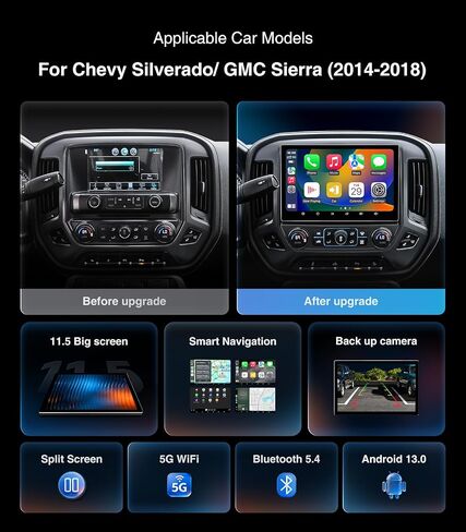 11.5" 8core 4G+64G Car Radio for GMC Sierra Chevy Silverado 2014-2018 in Saudi Arabia