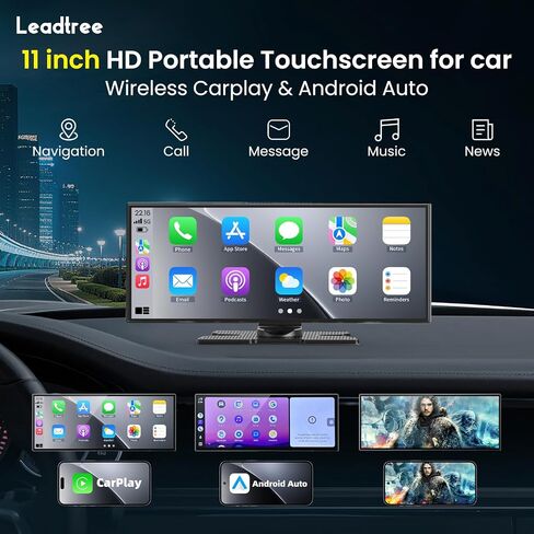 Largest 11.5 inch Wireless CarPlay Screen for Car, A-pple CarPlay & Android Auto HD Touchscreen with 4K Dash Cam/1080P Backup Camera/Navigation/Bluetooth/Voice Control/FM/Mirror Link,for All Vehicles in Saudi Arabia