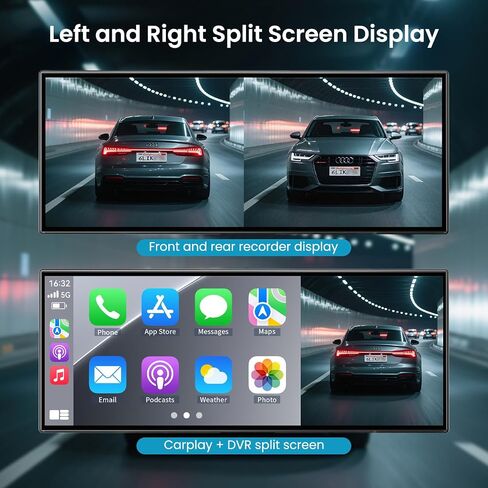 Largest 11.5 inch Wireless CarPlay Screen for Car, A-pple CarPlay & Android Auto HD Touchscreen with 4K Dash Cam/1080P Backup Camera/Navigation/Bluetooth/Voice Control/FM/Mirror Link,for All Vehicles in Saudi Arabia