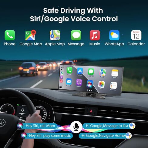 Largest 11.5 inch Wireless CarPlay Screen for Car, A-pple CarPlay & Android Auto HD Touchscreen with 4K Dash Cam/1080P Backup Camera/Navigation/Bluetooth/Voice Control/FM/Mirror Link,for All Vehicles in Saudi Arabia
