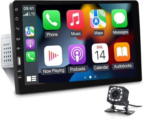 9inch Single Din Touchscreen Car Stereo Compatible with Wireless Carplay and Android Auto, Bluetooth Car Radio with Backup Camera, AM/FM/RDA Radio, Mirror Link, IPS Screen in Saudi Arabia