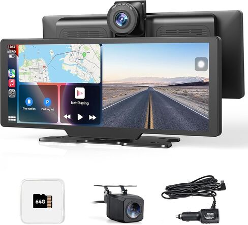 10" Portable Carplay Screen for Apple CarPlay&Android Auto,4K Dash Cam in Kuwait