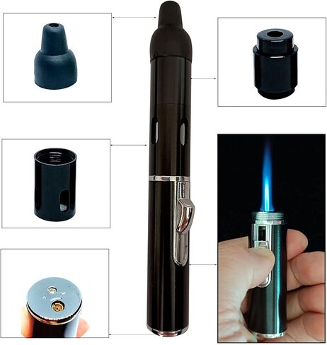 Torch Lighter,Long Lighters Refillable Butane Fuel Jet Flame Pen Torch Adjustable Windproof Lighters(Gas Not Included) (2 Pack Black) in Saudi Arabia