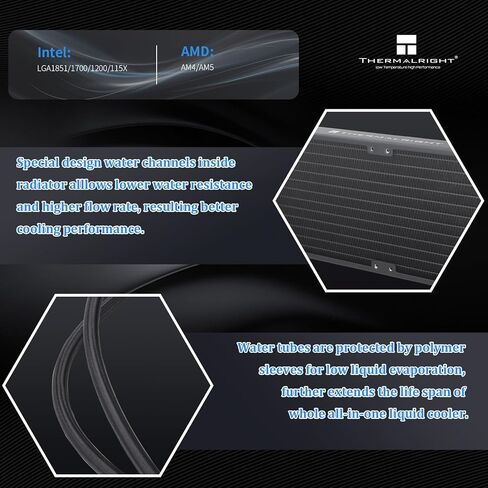مبرد وحدة المعالجة المركزية السائل Thermalright TR Aqua Elite 240 V3، سرعة رأس مضخة AIO تصل إلى 2800 دورة في الدقيقة، TL-C12B-S V2×2 PWM Fans، لـ AMD/AM4/AM5، Intel LGA1150/1151/1200/1851/1700، مبرد وحدة المعالجة المركزية للكمبيوتر in Kuwait