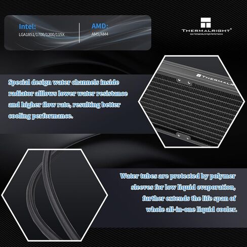 مبرد وحدة المعالجة المركزية Thermalright TR Aqua Elite 360 ​​V6 ARGB Black AIO CPU، مراوح تبريد ARGB PWM مع 2000 دورة في الدقيقة، لـ Intel Lga1150/1151/1155/1156/1200/1700/1851، AMD: AM4/AM5، حافظة مشعاع AIO مقاس 360 مم in Kuwait