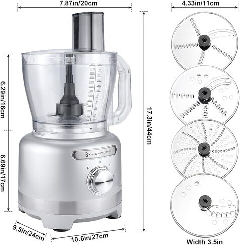 Homtone 16 Cup Food Processor Large 9-IN-1 Veggie Chopper for Dough, Fries in Kuwait