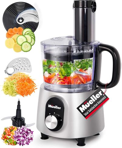 Mueller Ultra Prep Food Processor Chopper for Dicing, Slicing, Shredding, Mincing, and Pureeing, Food Chopper for Vegetables, Meat, Grains, Nuts, 8 Cup, Silver in Kuwait