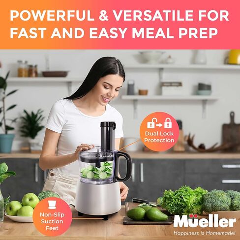 Mueller Ultra Prep Food Processor Chopper for Dicing, Slicing, Shredding, Mincing, and Pureeing, Food Chopper for Vegetables, Meat, Grains, Nuts, 8 Cup, Silver in Kuwait