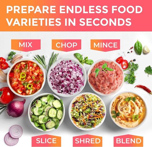 Mueller Ultra Prep Food Processor Chopper for Dicing, Slicing, Shredding, Mincing, and Pureeing, Food Chopper for Vegetables, Meat, Grains, Nuts, 8 Cup, Silver in Kuwait